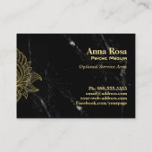 ~ Sacred Gold Hamsa Abstract wit zwart marmer Visitekaartje (Achterkant)