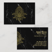 *~* Sacred Gold Hamsa White Black Marble Abstract Visitekaartje (Voorkant / Achterkant)