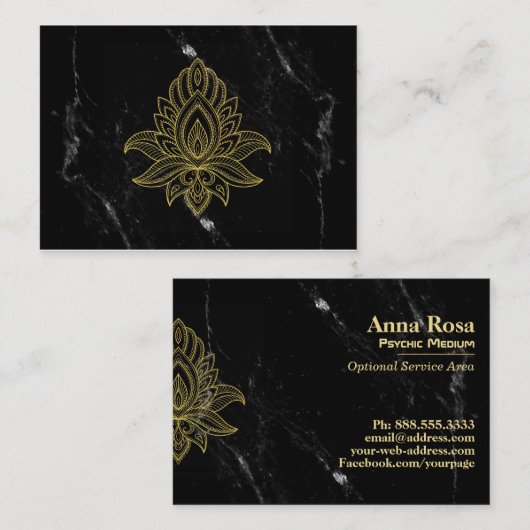 *~* Sacred Gold Hamsa White Black Marble Abstract Visitekaartje (Voorkant / Achterkant)