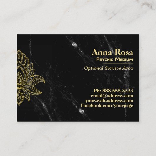 *~* Sacred Gold Hamsa White Black Marble Abstract Visitekaartje (Achterkant)