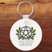 Sacred Grove Pentagram Wiccan Sleutelhanger (Voorkant)