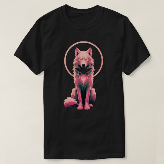 Sacred Halo Wolf Geometric Animal Art T-shirt (Design voorkant)