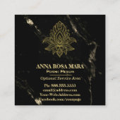 Sacred Hamsa Gold Abstract zwart marmer Vierkante Visitekaartje (Achterkant)