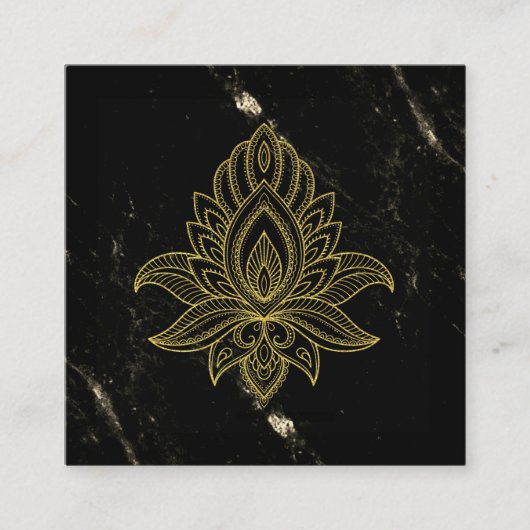 Sacred Hamsa Gold Abstract zwart marmer Vierkante Visitekaartje (Voorkant)