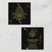 Sacred Hamsa Gold Abstract zwart marmer Vierkante Visitekaartje (Voorkant / Achterkant)