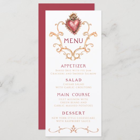 Sacred Heart Baroque menu (Voorkant / Achterkant)