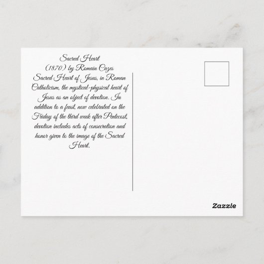 Sacred Heart Briefkaart (Achterkant)