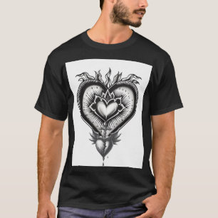Sacred Heart gotische tatoeage illustratie   Vinta T-shirt