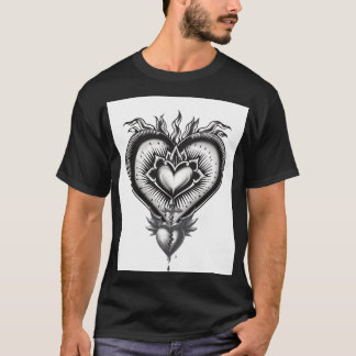 Sacred Heart gotische tatoeage illustratie | Vinta T-shirt