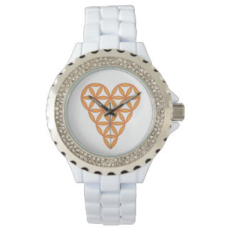 Sacred Heart - Heart of life, 3D/Oranje. Horloge
