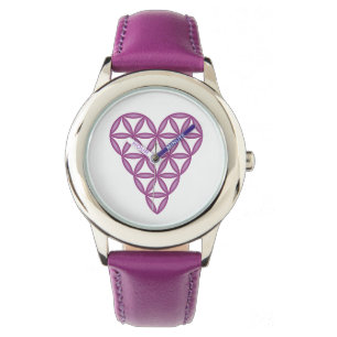 Sacred Heart - Heart of life, 3D/Paars. Horloge