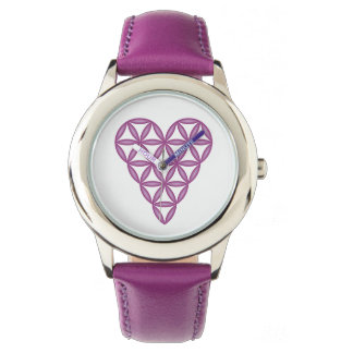 Sacred Heart - Heart of life, 3D/Paars. Horloge