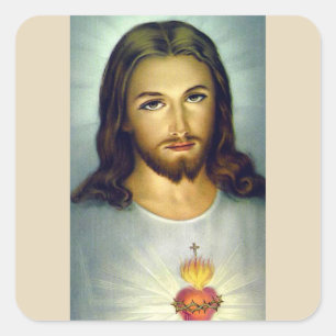 Sacred Heart Jesus Christus Sticker biege achtergr