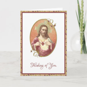 Sacred Heart Jesus Floral  Prayer Card Kaart