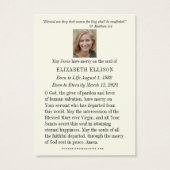 Sacred Heart Jesus Funeral Memorial Prayer Kaart (Achterkant)