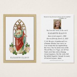 Sacred Heart Jesus Funeral Memorial Prayer Kaart