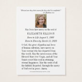 Sacred Heart Jesus Funeral Memorial Prayer Kaart (Achterkant)