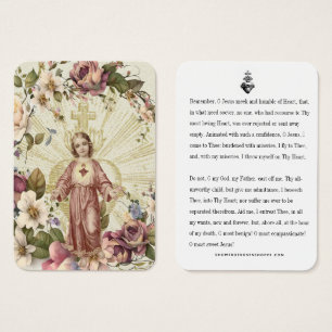 Sacred Heart Jesus Katholieke Memorare Prayer Visitekaartje