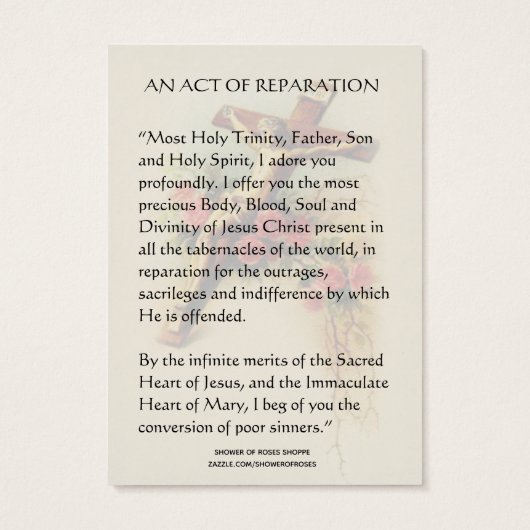 Sacred Heart Jesus rooms-katholieke reparatie gebe Visitekaartje (Achterkant)