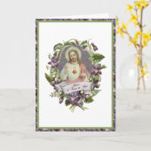 Sacred Heart Jesus Violet Floral  gebed Kaart (Gele Bloem)