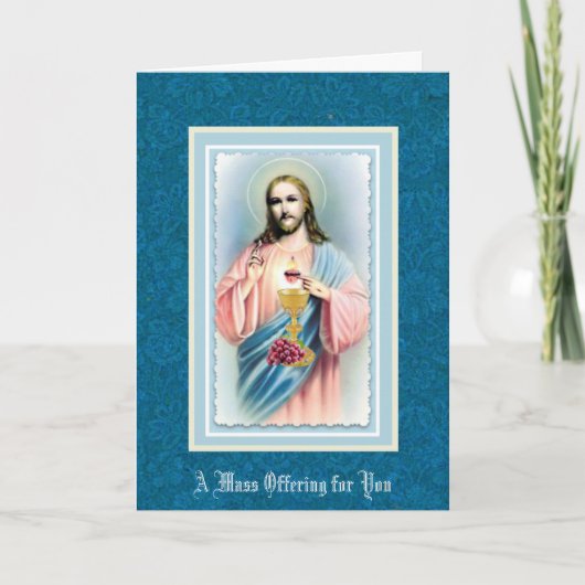 Sacred Heart katholieke mis offerande herdenkingsk Kaart (Voorkant)