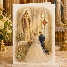 Sacred Heart katholieke trouwkapel ivoor  Bedankkaart