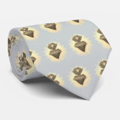 Sacred Heart Necktie Gray met Sacred Heart Stropdas (Opgerold)