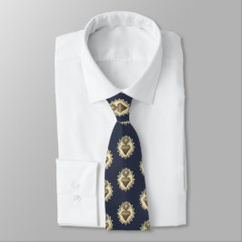 Sacred Heart Necktie Navy Blue met Sacred Heart Stropdas