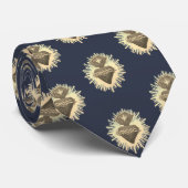 Sacred Heart Necktie Navy Blue met Sacred Heart Stropdas (Opgerold)
