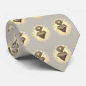 Sacred Heart Necktie Taupe met Sacred Heart Stropdas (Opgerold)