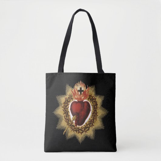Sacred Heart of Jesus Catholic Devotion T-Shirt Th Tote Bag (Voorkant)