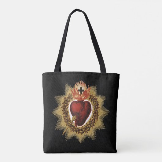 Sacred Heart of Jesus Catholic Devotion T-Shirt Th Tote Bag (Achterkant)
