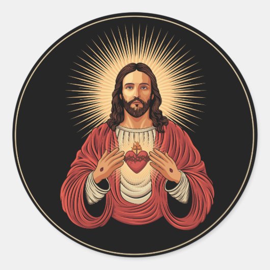 Sacred heart of Jesus Christ. Ronde Sticker (Voorkant)