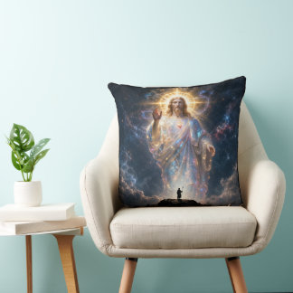 Sacred Heart of Jesus Cosmic Galaxy Square Canvas Kussen