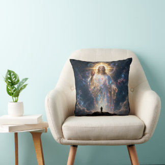 Sacred Heart of Jesus Cosmic Galaxy Square Canvas Kussen
