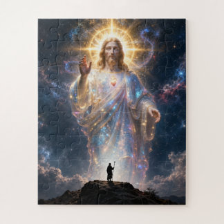 Sacred Heart of Jesus Cosmic Galaxy Square Canvas Legpuzzel