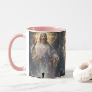 Sacred Heart of Jesus Cosmic Galaxy Square Canvas Mok