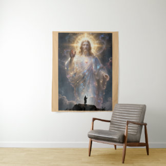 Sacred Heart of Jesus Cosmic Galaxy Square Canvas Wandkleed