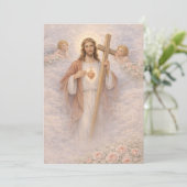 Sacred Heart of Jesus Cross Floral Angels (Staand voorkant)