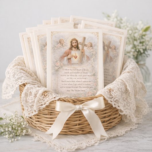 Sacred Heart of Jesus Cross Prayer Floral Design