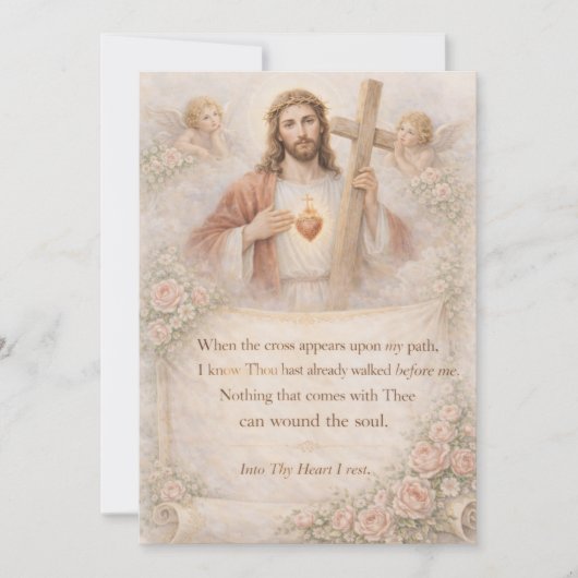 Sacred Heart of Jesus Cross Quote Floral Design (Voorkant)