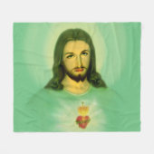 Sacred Heart of Jesus Fleece Blanket, (Voorkant (Horizontaal))