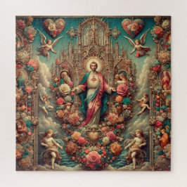 Sacred Heart of Jesus Floral Baroque Art Legpuzzel