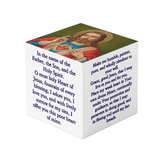 Sacred Heart of Jesus Prayer Cube Kubus (Voorkant hoekig)