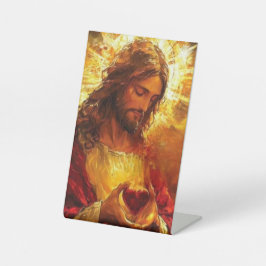 Sacred Heart of Jesus Reclamebord Met Voetstuk