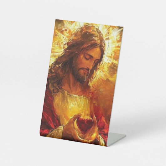Sacred Heart of Jesus  Reclamebord Met Voetstuk (Voorkant)