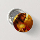 Sacred Heart of Jesus Ronde Button 3,2 Cm (Voorkant /achterkant)