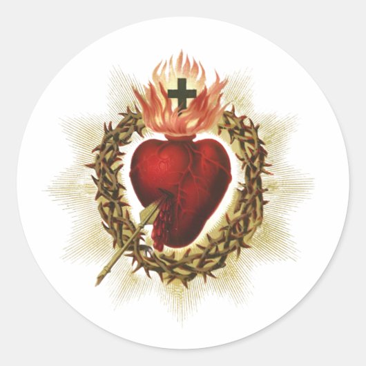 Sacred Heart of Jesus Round Stickers  (Voorkant)