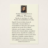 Sacred Heart of Jesus  Spanish Funeral Prayer Visitekaartje (Achterkant)