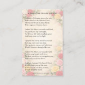 Sacred Heart of Jesus Valentines Prayer Roses Visitekaartje (Achterkant)